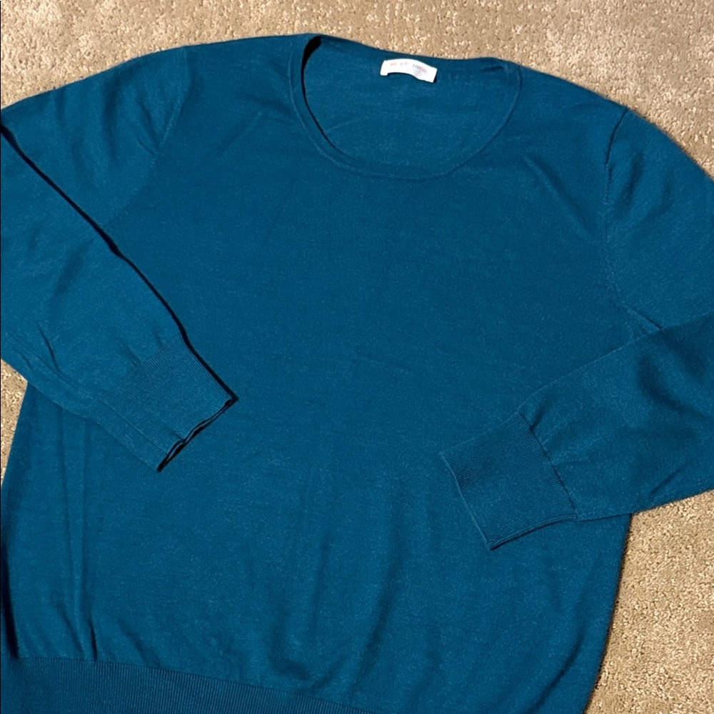 Chic Teal Scoop Neck Sweater for Women